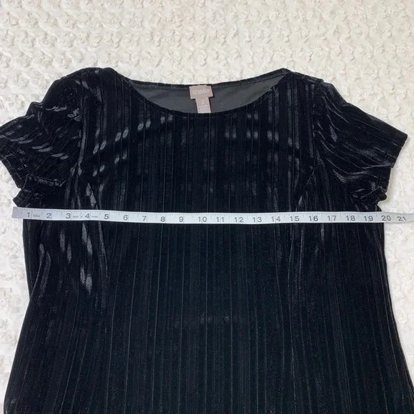 Chico's Velvet Embroidered Hem Shift Dress Black Sz Large - Picture 9 of 11